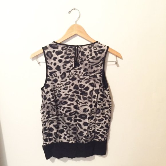 Ann Taylor Black & White Leopard Print Shell Top - Picture 6 of 8